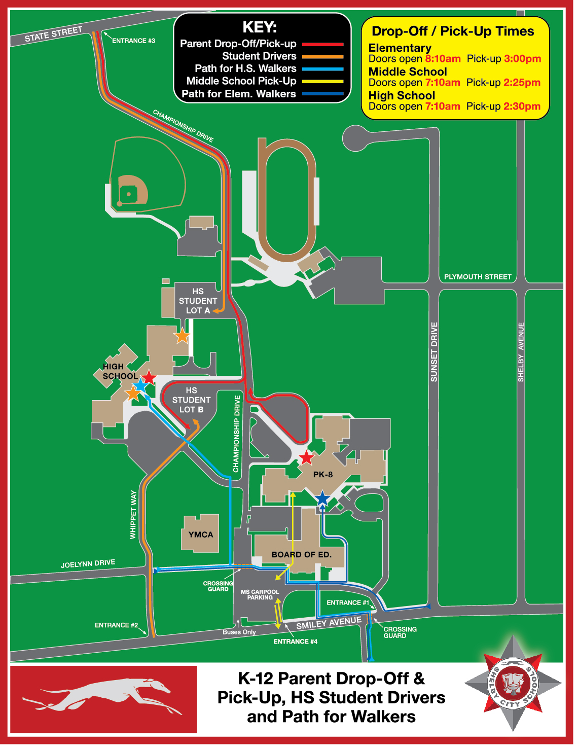 Shelby Schools Traffic Map 2023